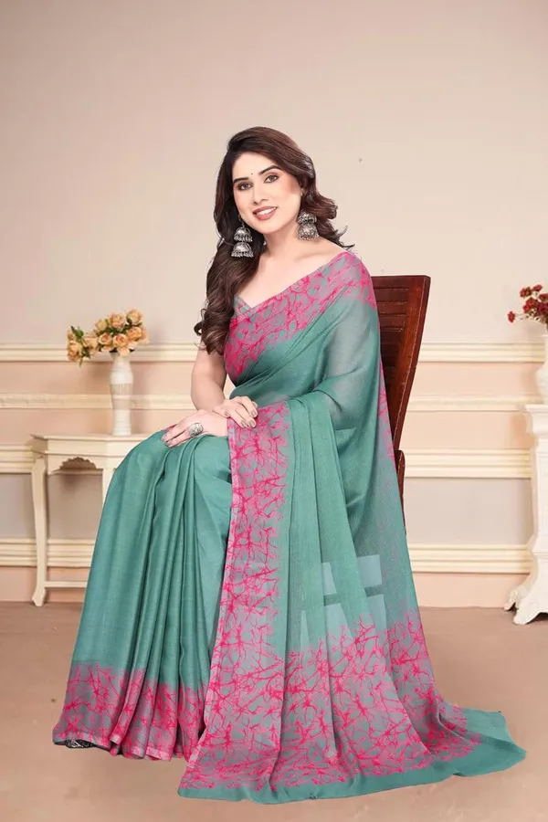Sea_Green_Polyester_Plain_Chiffon_Saree_For_Women