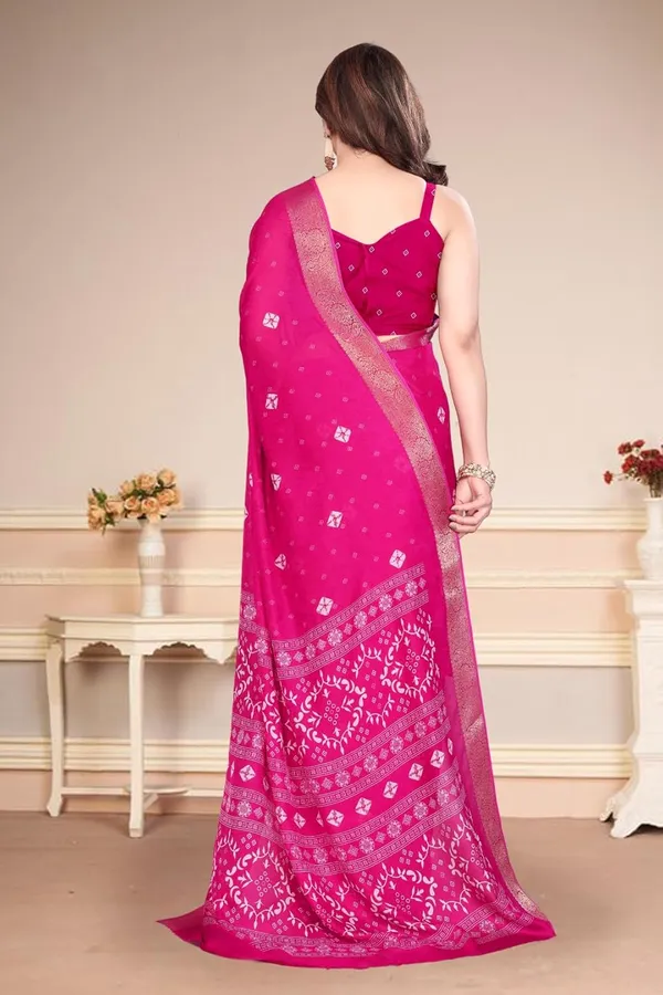 Hot_Pink_Silk_Bandhani_Marshmallow_Saree_For_Women