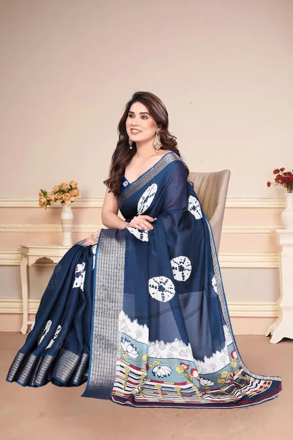 Navy_Blue_Silk_Bandhani_Marshmallow_Saree_For_Women
