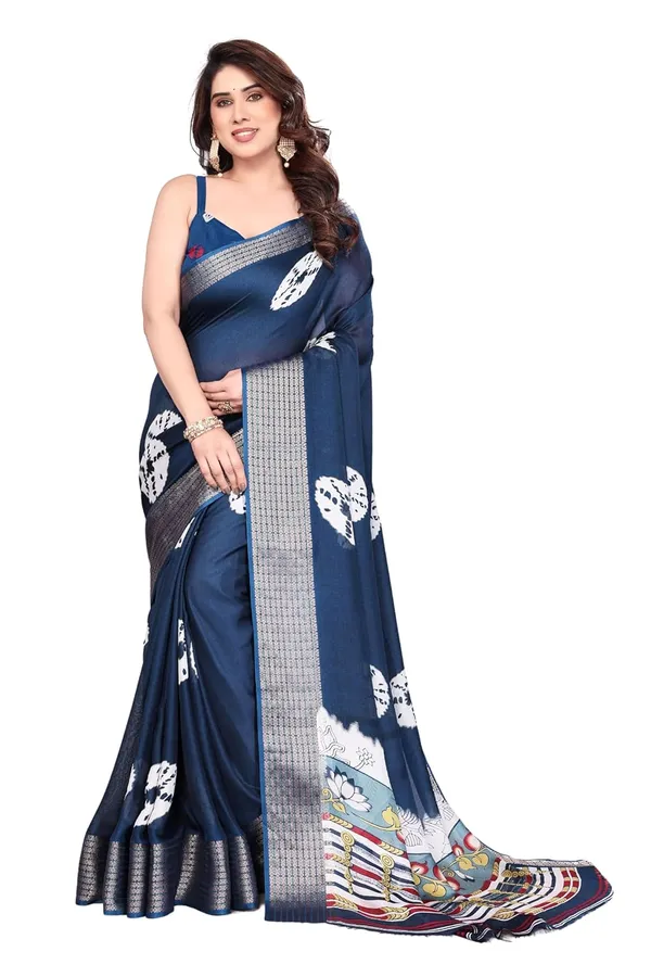 Navy_Blue_Silk_Bandhani_Marshmallow_Saree_For_Women