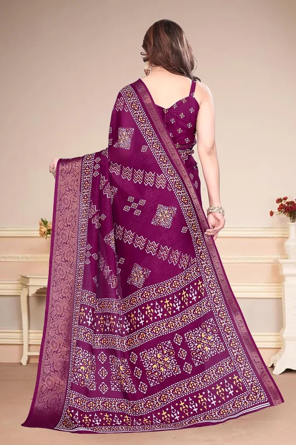 Wine_Cotton_Blend_Printed_Dola_Silk_Saree_For_Women