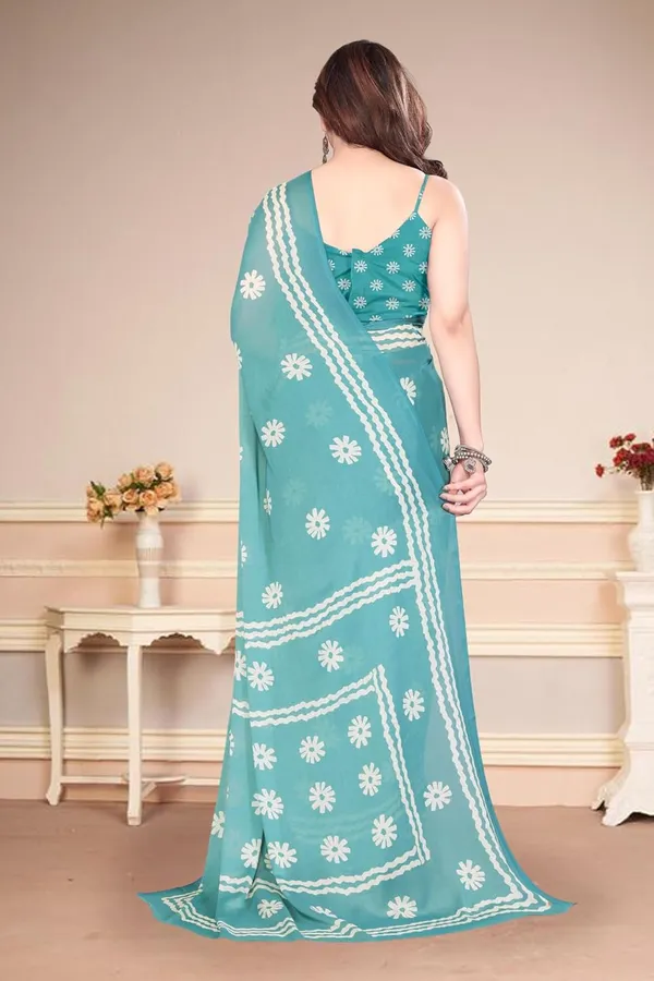 Turquoise_Blue_Polyester_Plain_Chiffon_Saree_For_Women