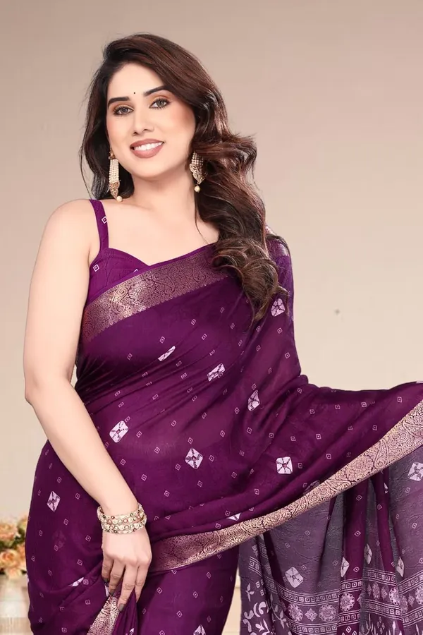 Wine_Silk_Bandhani_Marshmallow_Saree_For_Women