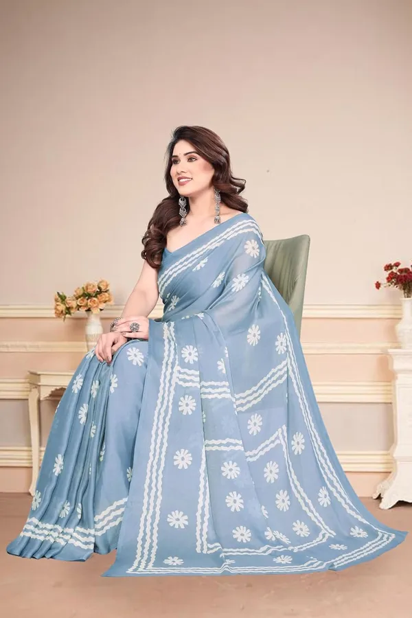 Grey_Polyester_Plain_Chiffon_Saree_For_Women