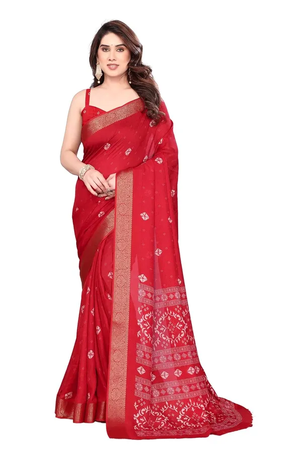 Red_Silk_Bandhani_Marshmallow_Saree_For_Women