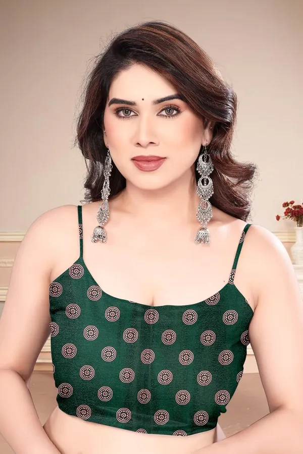 Bottle_Green_Polyester_Printed_Chiffon_Saree_For_Women