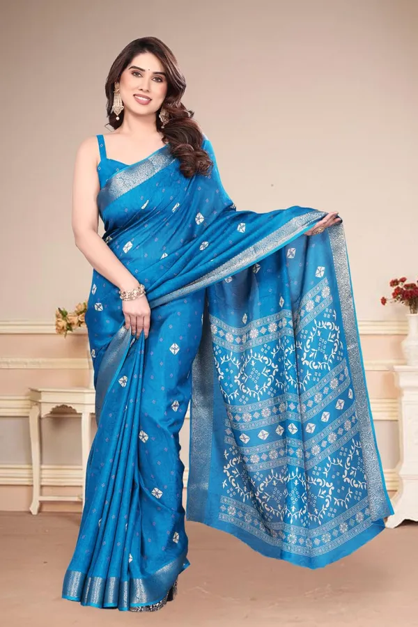 Blue_Silk_Bandhani_Marshmallow_Saree_For_Women