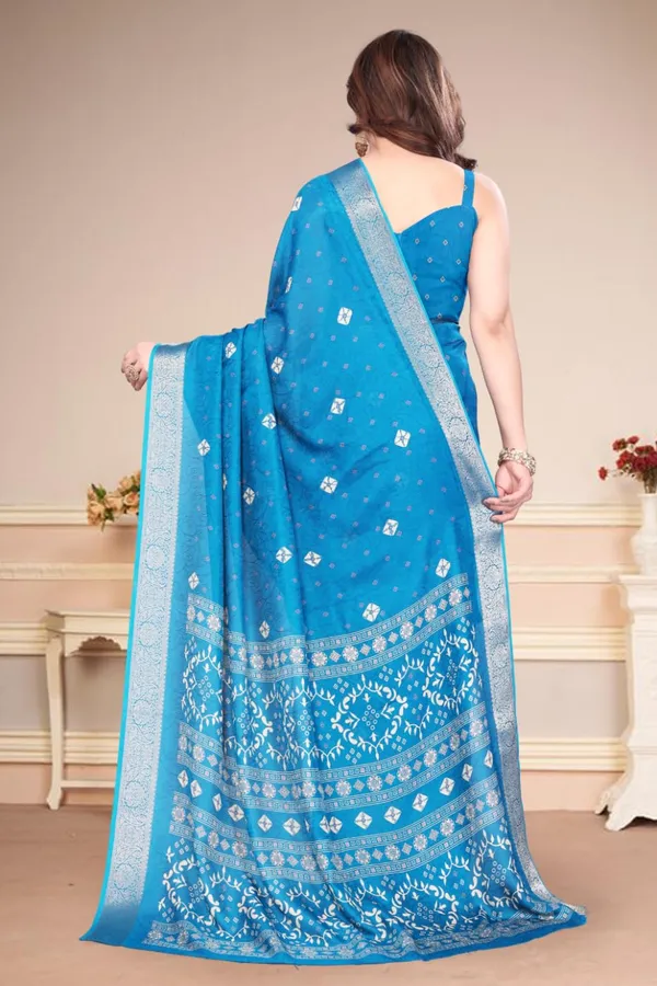 Blue_Silk_Bandhani_Marshmallow_Saree_For_Women