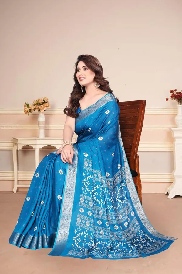 Blue_Silk_Bandhani_Marshmallow_Saree_For_Women