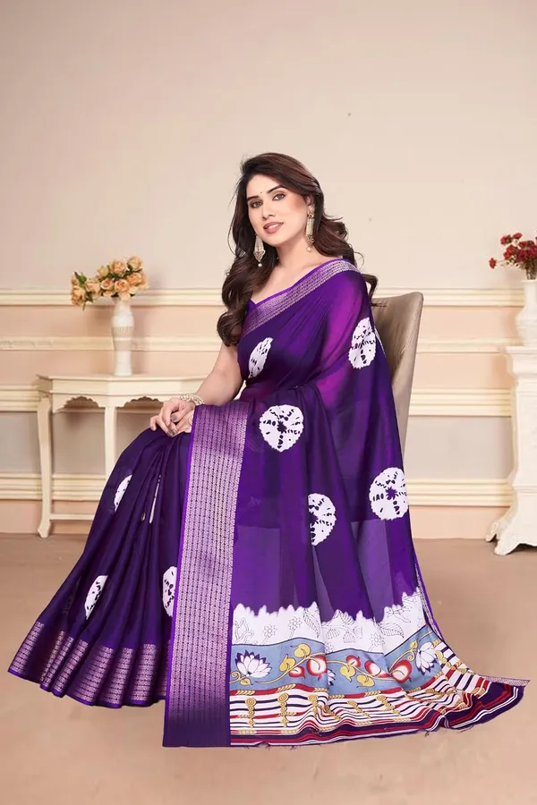 Violet_Silk_Bandhani_Marshmallow_Saree_For_Women