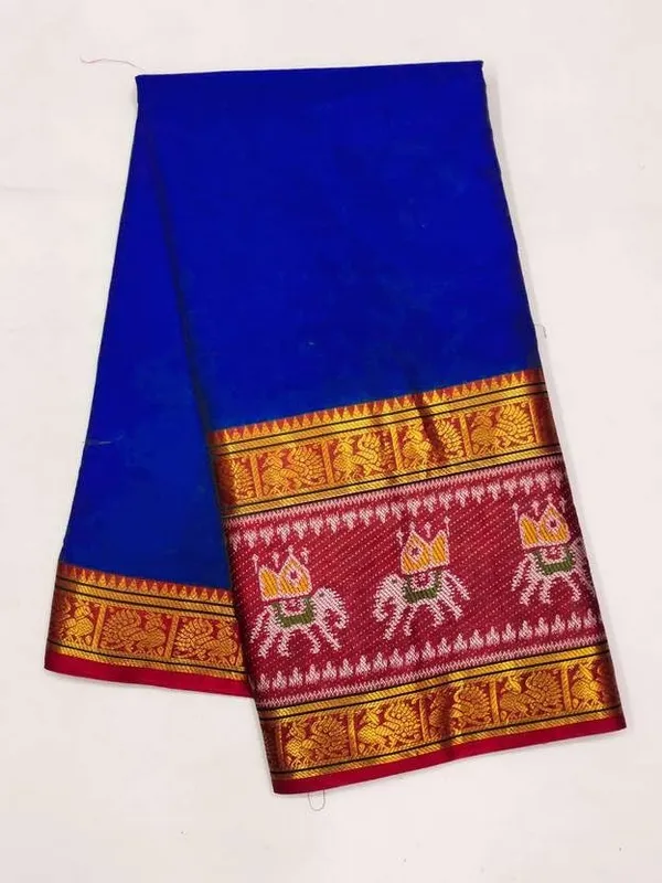 Royal_Blue_Cotton_Blend_Narayanpet_Cotton_Silk_Saree_For_Women