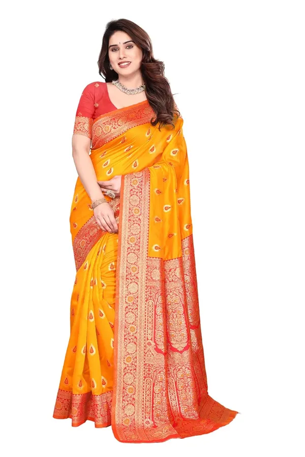Yellow_Silk_Banarasi_Silk_Saree_For_Women