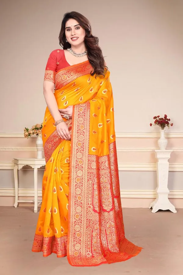 Yellow_Silk_Banarasi_Silk_Saree_For_Women