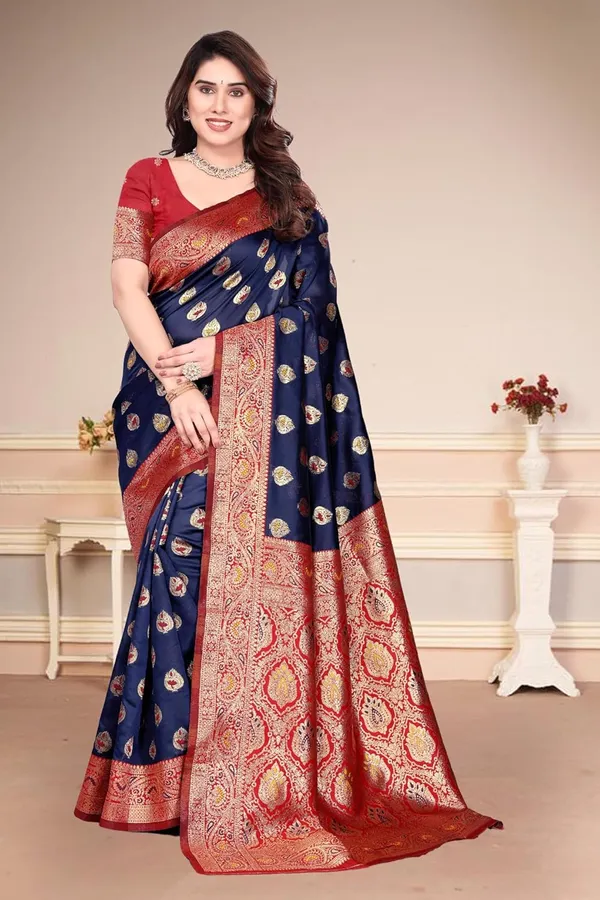 Navy_Blue_Silk_Bandhani_Dola_Silk_Saree_For_Women