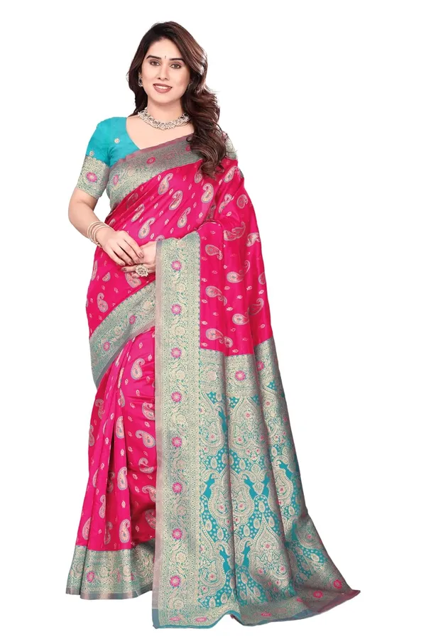 Pink_Silk_Printed_Chiffon_Saree_For_Women