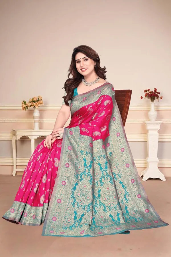 Pink_Silk_Printed_Chiffon_Saree_For_Women