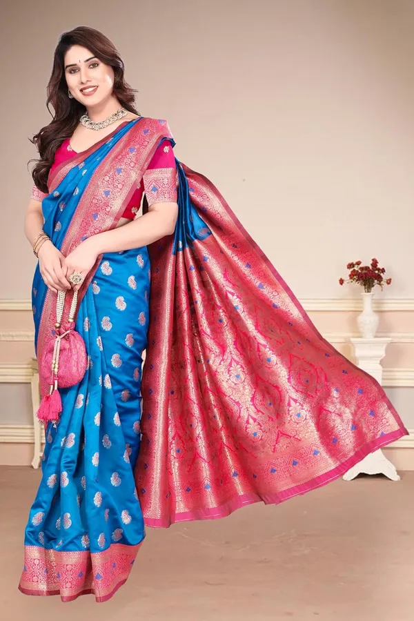 Sky_Blue_Silk_Banarasi_Silk_Saree_For_Women