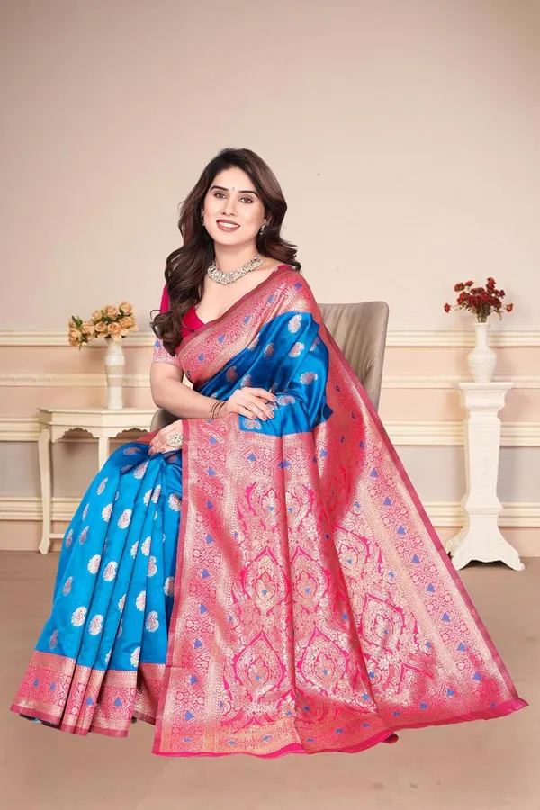 Sky_Blue_Silk_Banarasi_Silk_Saree_For_Women