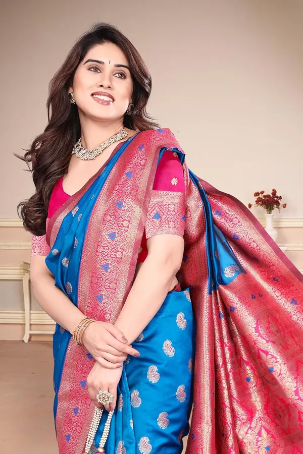 Sky_Blue_Silk_Banarasi_Silk_Saree_For_Women