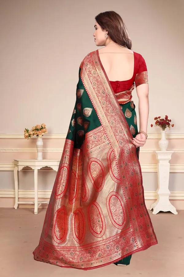 Bottle_Green_Silk_Printed_Chiffon_Saree_For_Women