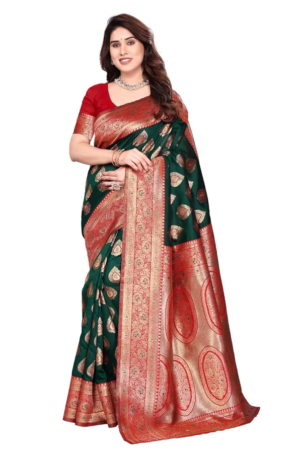 Bottle_Green_Silk_Printed_Chiffon_Saree_For_Women