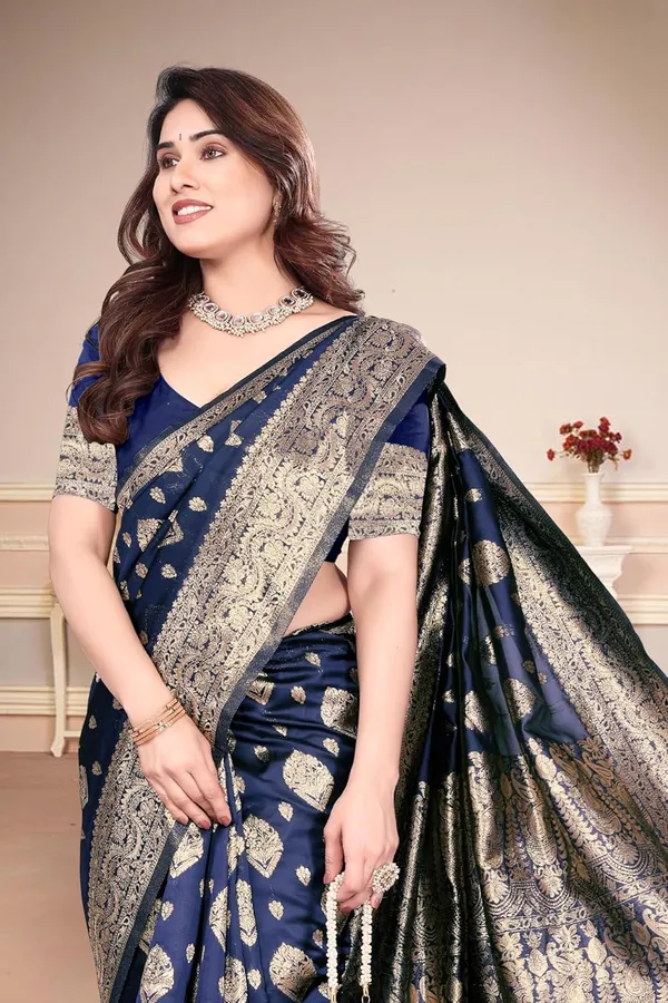 Dark_Blue_Silk_Banarasi_Silk_Saree_For_Women