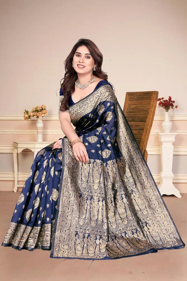 Dark_Blue_Silk_Banarasi_Silk_Saree_For_Women