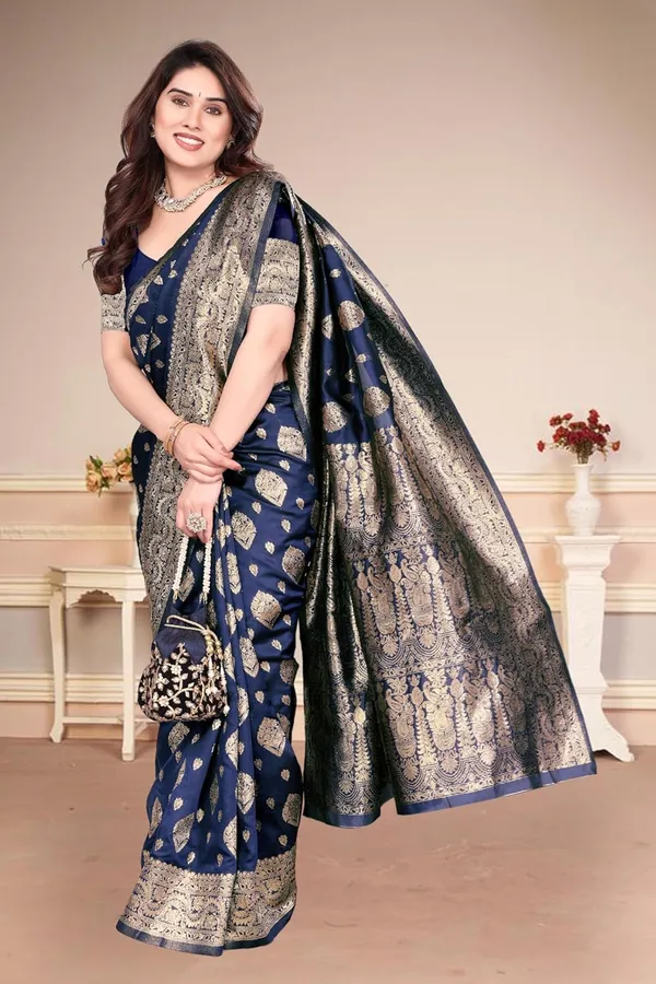 Dark_Blue_Silk_Banarasi_Silk_Saree_For_Women