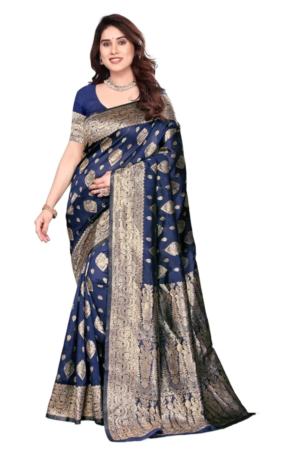 Dark_Blue_Silk_Banarasi_Silk_Saree_For_Women