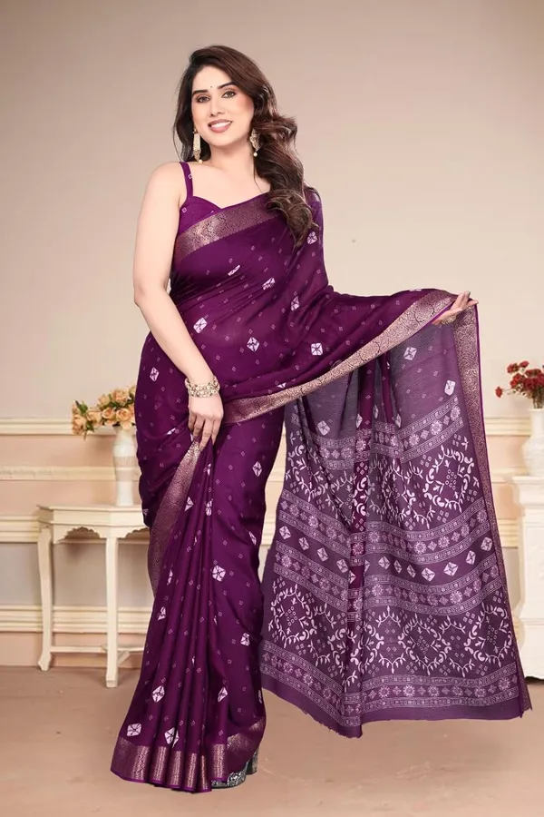 Wine_Silk_Bandhani_Marshmallow_Saree_For_Women