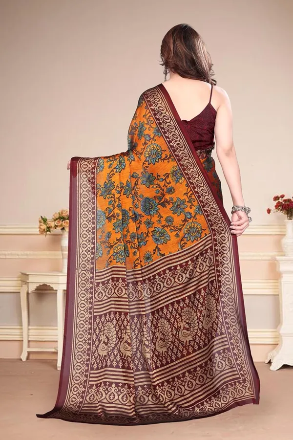 Orange_Polyester_Chiffon_Georgette_Saree_For_Women