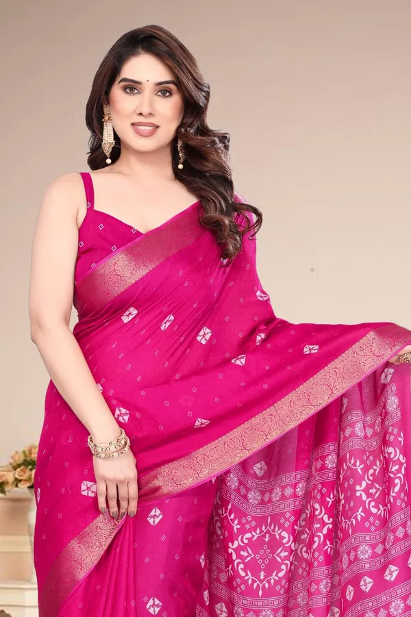 Hot_Pink_Silk_Printed_Chiffon_Saree_For_Women