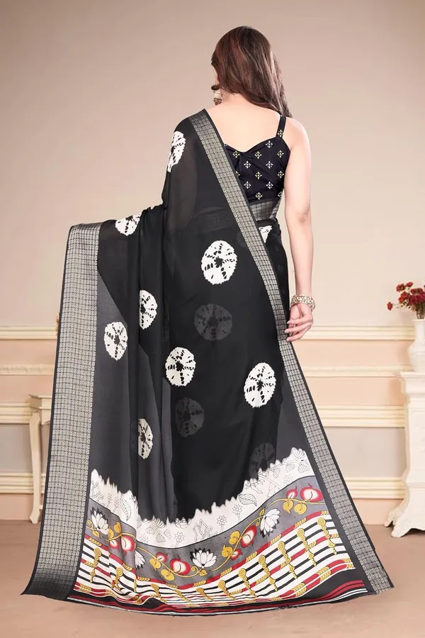 Black_Silk_Bandhani_Marshmallow_Saree_For_Women