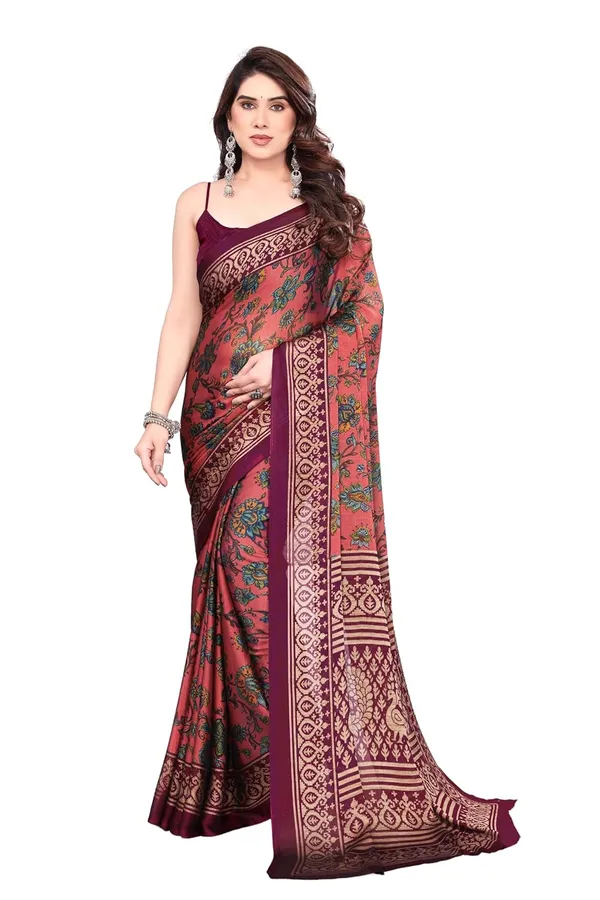 Carrot_Pink_Polyester_Chiffon_Georgette_Saree_For_Women