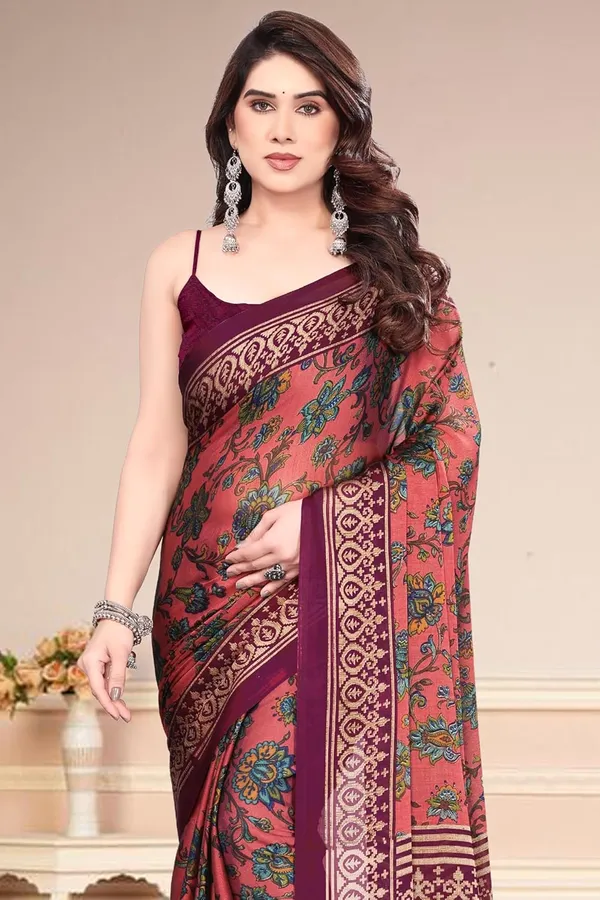 Carrot_Pink_Polyester_Chiffon_Georgette_Saree_For_Women