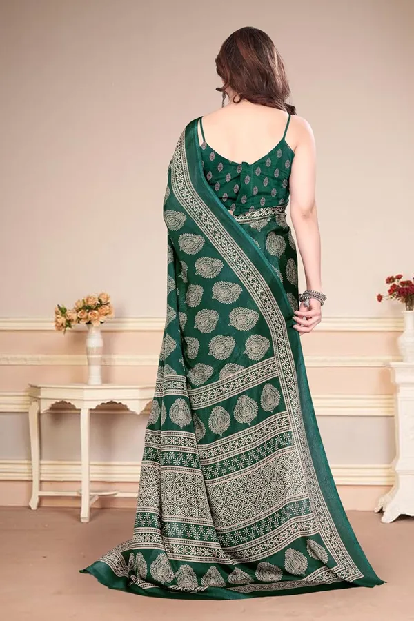 Bottle_Green_Polyester_Printed_Chiffon_Saree_For_Women