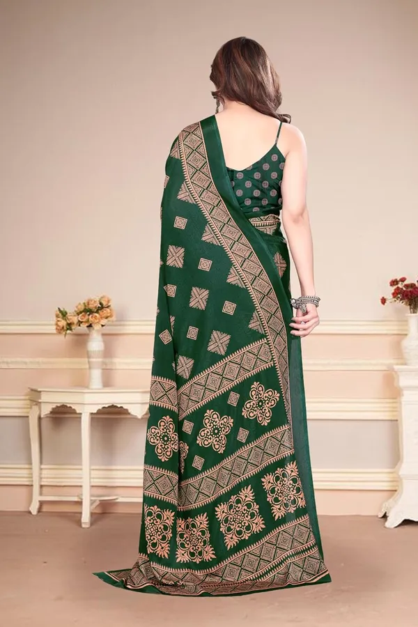 Bottle_Green_Polyester_Printed_Chiffon_Saree_For_Women
