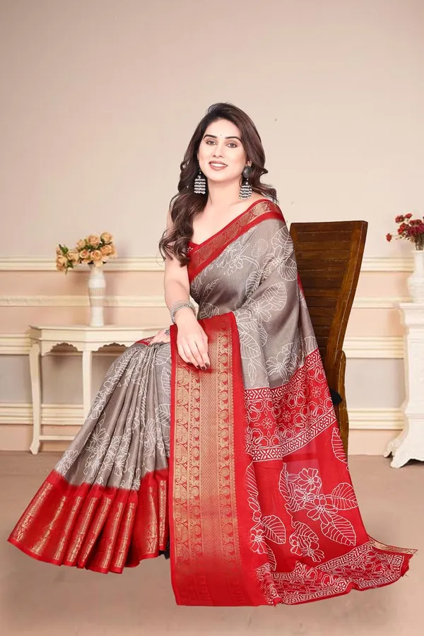 Beige_And_Red_Art_Silk_Dola_Silk_Saree_For_Women