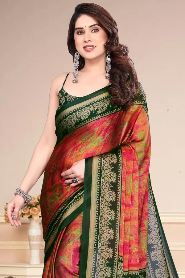 Red_Polyester_Chiffon_Georgette_Saree_For_Women