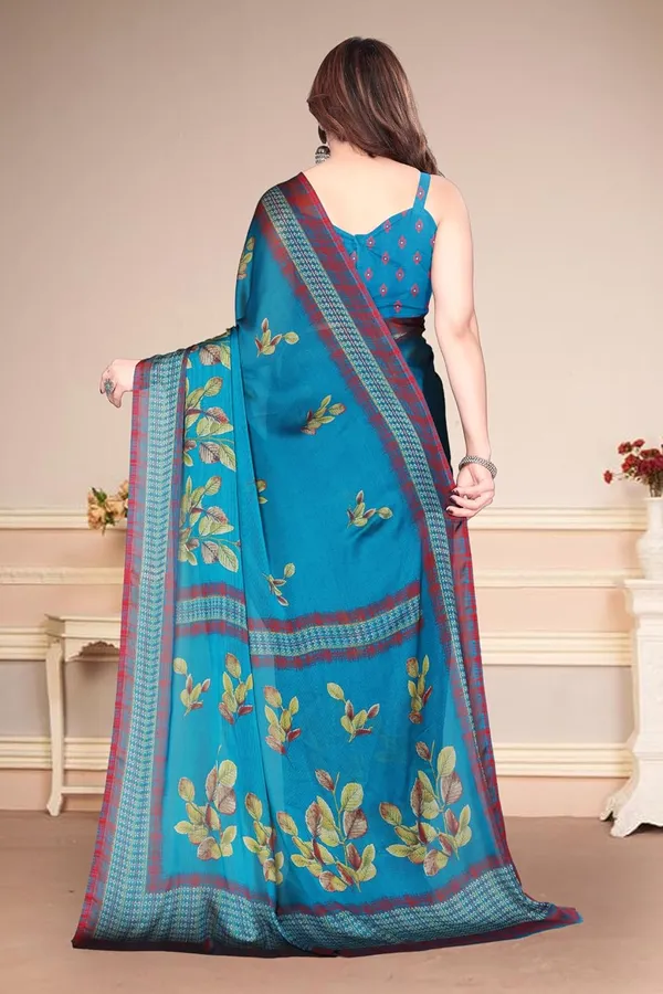 Teal_Polyester_Printed_Chiffon_Saree_For_Women