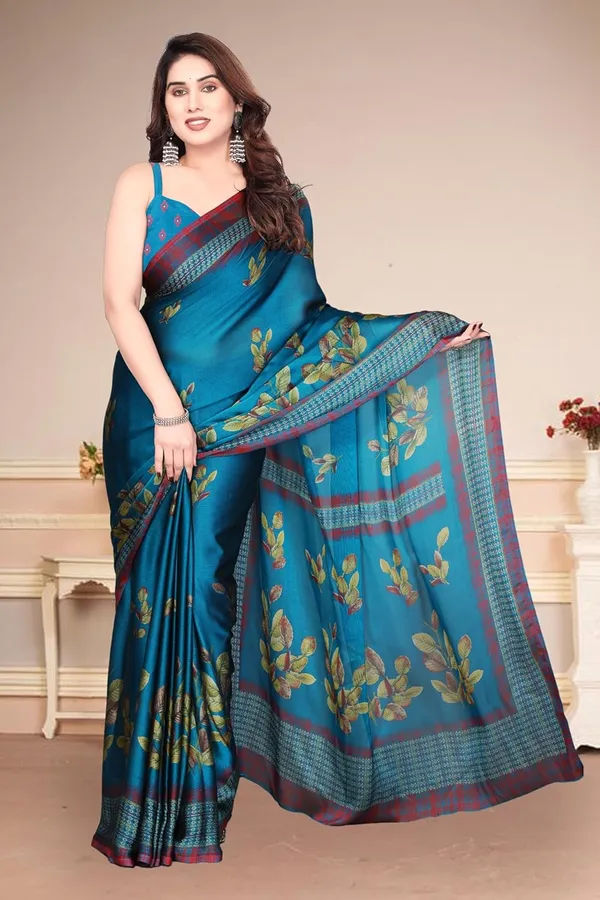 Teal_Polyester_Printed_Chiffon_Saree_For_Women
