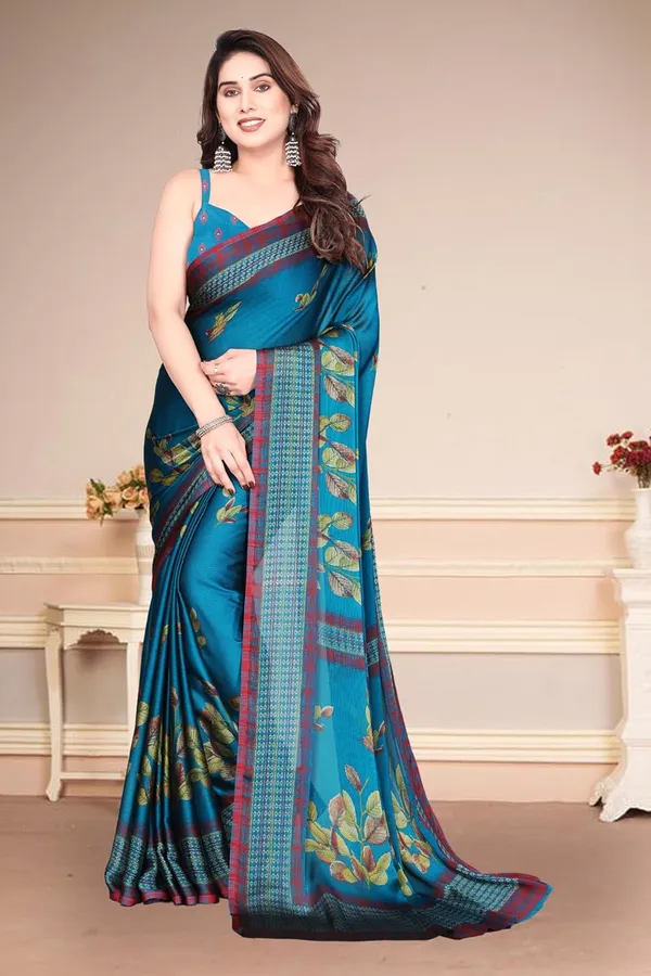 Teal_Polyester_Printed_Chiffon_Saree_For_Women