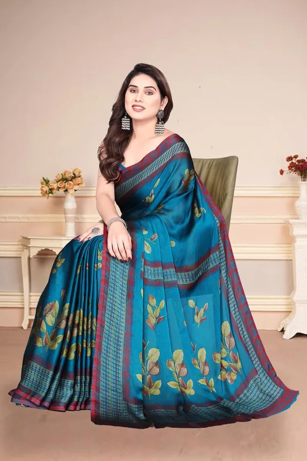 Teal_Polyester_Printed_Chiffon_Saree_For_Women