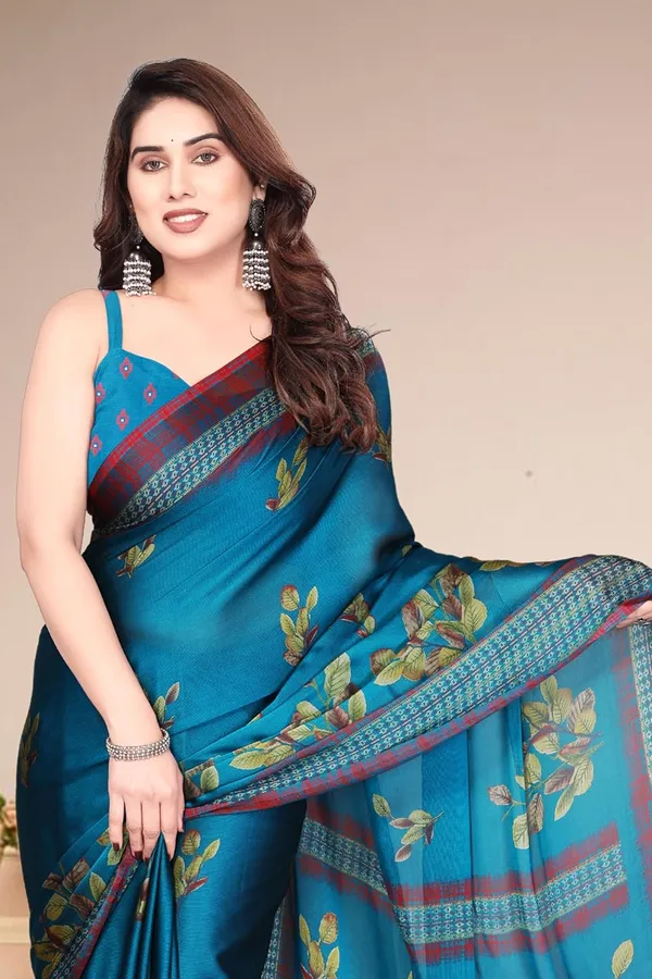 Teal_Polyester_Printed_Chiffon_Saree_For_Women