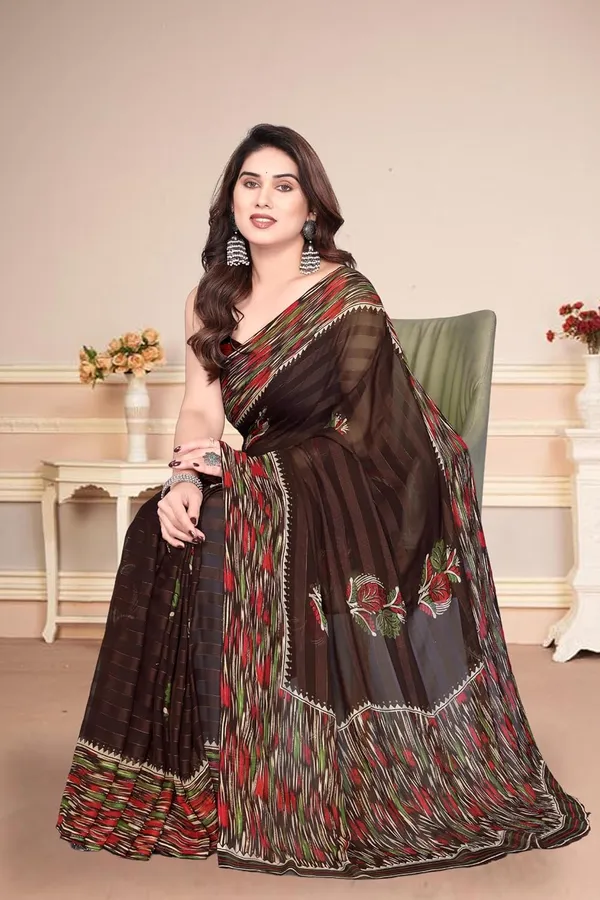 Brown_Polyester_Georgette_Saree_For_Women