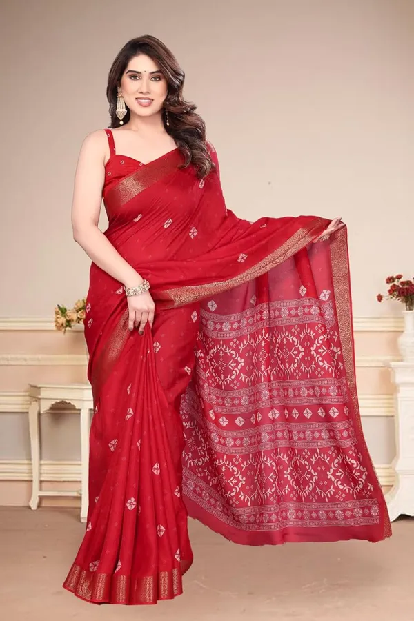 Red_Silk_Bandhani_Marshmallow_Saree_For_Women