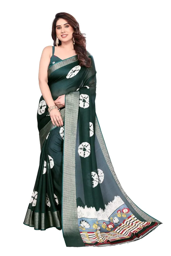 Bottle_Green_Silk_Bandhani_Marshmallow_Saree_For_Women
