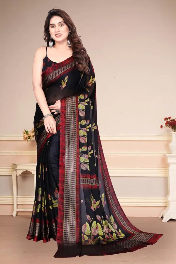 Black_Polyester_Printed_Chiffon_Saree_For_Women