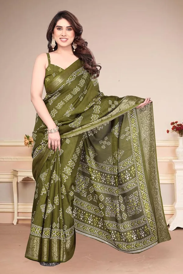 Mehendi_Silk_Printed_Dola_Silk_Saree_For_Women