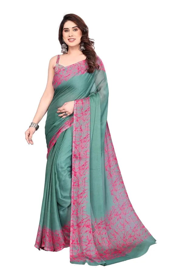 Sea_Green_Polyester_Plain_Chiffon_Saree_For_Women